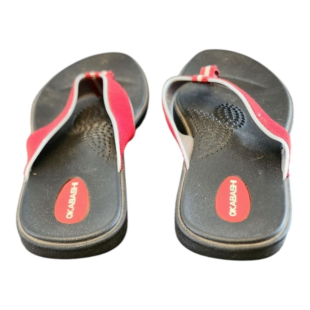 Okabashi Women's Breeze Flip Flop Sandals‎ Black red Size:Medium(6.5/7.5)